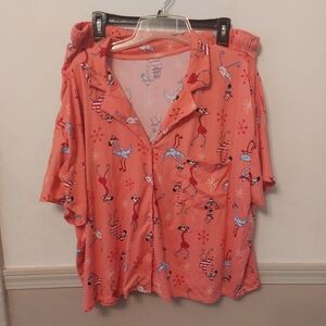 Way To Celebrate Patriotic Flamingos Pajama Set Top And Shorts Sz XL (16-18)